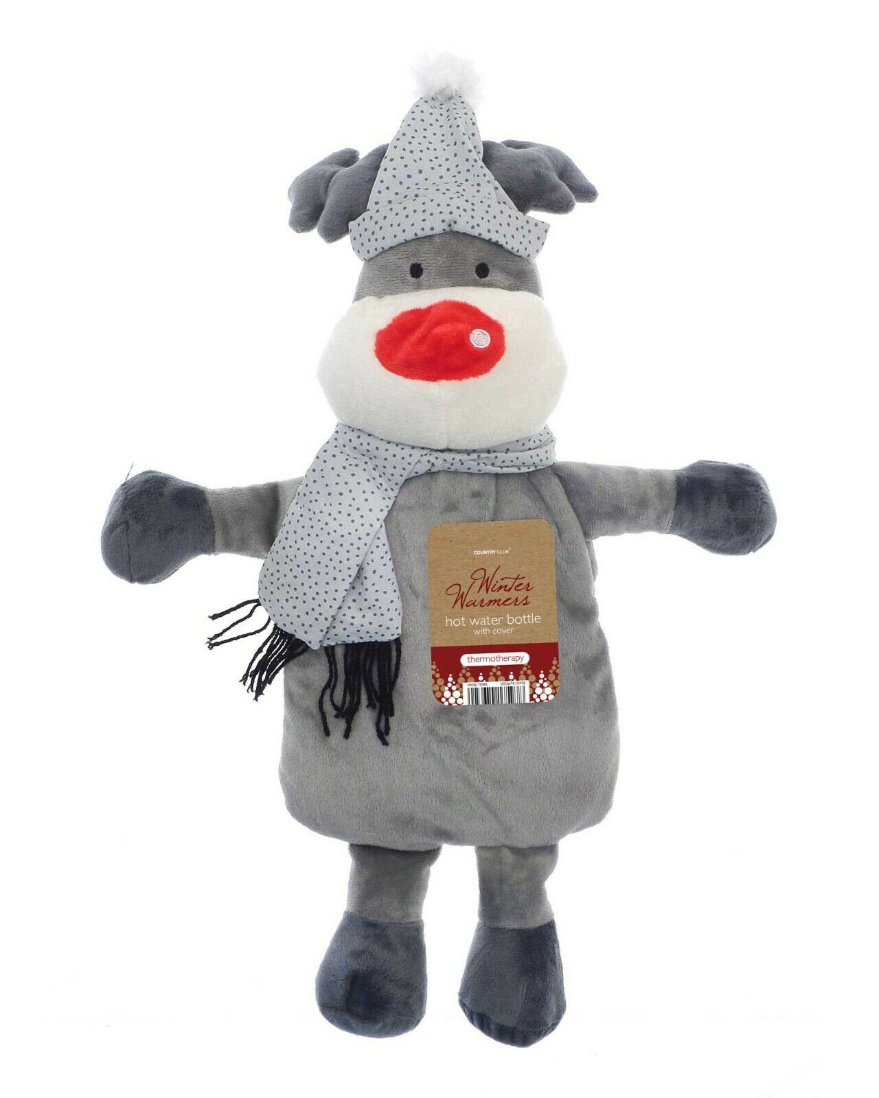 s-l1600-2-15.jpg Reindeer Hot Water Bottle With Scarf | Novelty - Image 1