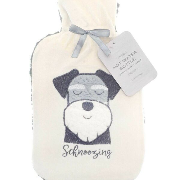 Grey Fur Dog Hot Water Bottle