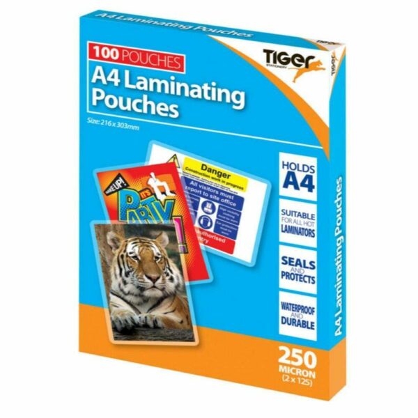 100 Laminating pouches A4 250 Micron Gloss Lamination - Laminating Sheets Sleeves