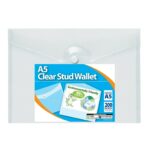 A5 Clear Plastic Stud Wallet | Pack of 5 A5