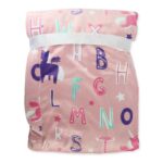 Pink ABC Fleece Blanket 75x100cm - Image 2