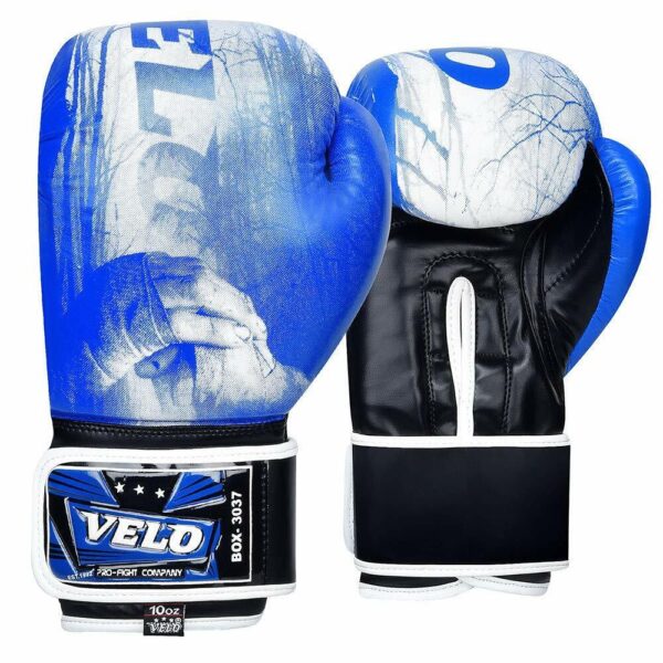 Velo® Premium Boxing Gloves For Combat Training- Blue and White -Unisex- DX Leather