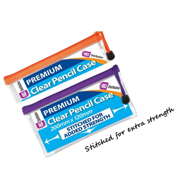 E&A premium transparent pencilcases 200mm x120mm | 6 pack