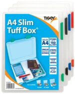 A4 slim tuff box assorted colours (green, blue, black, red)