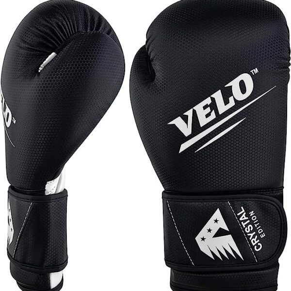 Maya Hide Leather VELO Boxing Gloves: Ideal for Combat Training with Ventilated Palm & Long Wrist Support.